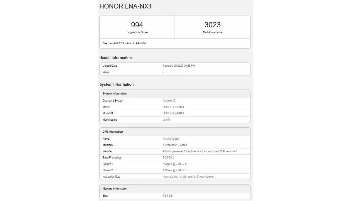Honor 600 Lite Spotted on Geekbench With Dimensity 7100 Chipset
