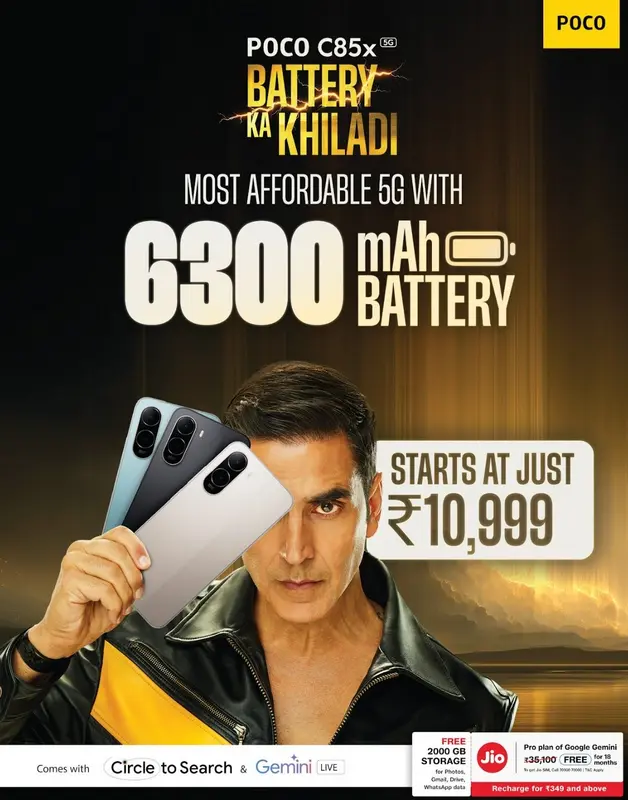 Poco C85x massive 6,300mAh battery