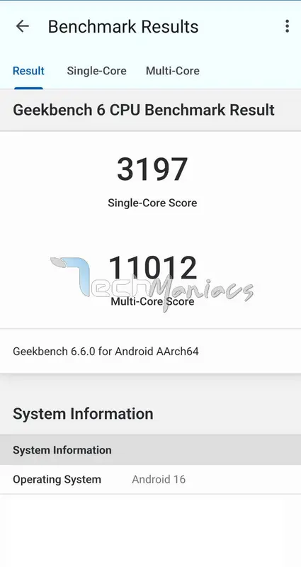 Geekbench Results Galaxy S26 Exynos 2600